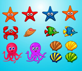 Sea vector icons set