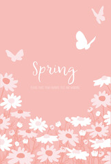 春をイメージしたマーガレットと蝶の背景素材