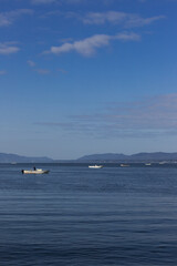 Obraz premium 早朝の宍道湖としじみ漁の風景 島根県松江市