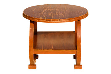 Old round wooden table isolated on white backgrounds