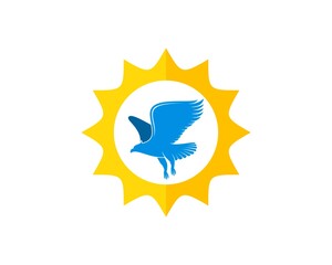 Shinning sun with flying eagle inside