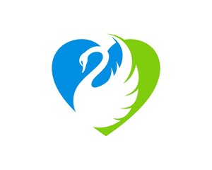 Naklejka premium Simple love shape with swan inside