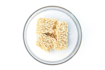 Instant noodles on white background,fast food for every one.