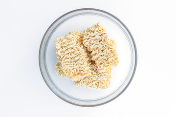 Instant noodles on white background,fast food for every one.