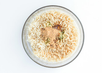 Instant noodles on white background,fast food for every one.