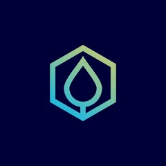 water hexagons vector logo design template style line