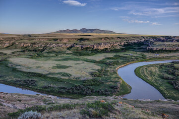 dusk over Milk River, Writing-on-Stone Provincial Park, Alberta