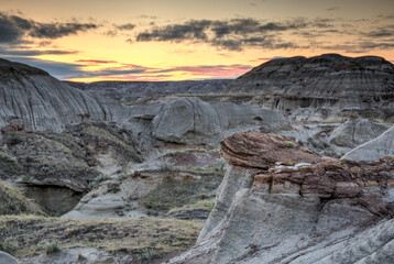 sunset over desert valley, Dinosaur Provincial Park, Alberta