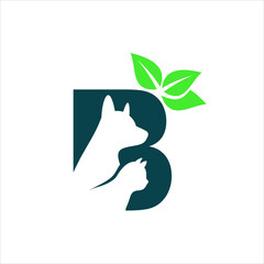 Naklejka premium illustration of dog,cat and letter B, icon for pet shop whose first name starts with the letter B. 
