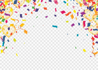 Colorful confetti isolated on background , Sale Golden Foil Texture. Childrens Foil Confetti Border