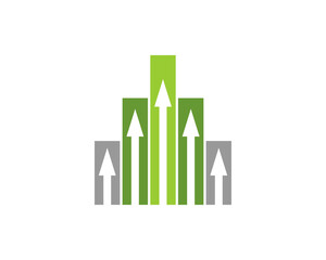 Chart growth up with arrow up inside