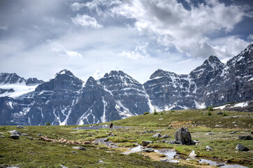 Fototapeta na wymiar view of the Rocky mountains, near Moraine Lake and Lake Louise, Alberta, Canada