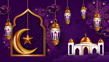 modern islamic background for ramadan and eid mubarak vector illustration