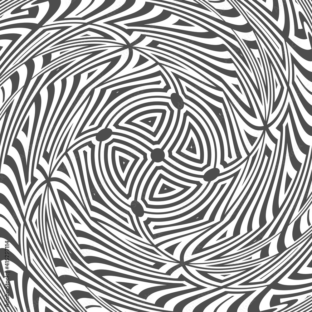 Wall mural geometry abstract background with stripes. curved lines.