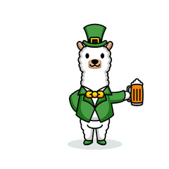 Cute Llama in St. Patrick's Day costumes