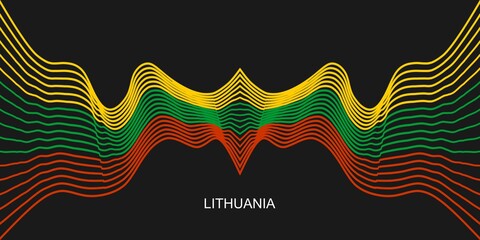 Obraz premium Flags of Lithuania. Independence day celebration card concept. Waved stripes