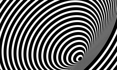 Obraz premium stock illustration abstract optical art illusion of striped geometric black white surface flowing like a part 2
