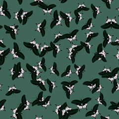 Obraz na płótnie Canvas Realistic butterfly pattern. Seamless vector illustration of white-green butterflies with spread wings