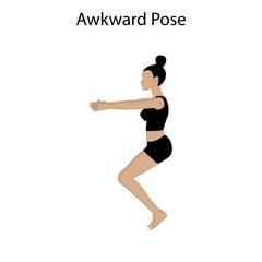 Fototapeta na wymiar Awkward pose yoga workout. Healthy lifestyle vector illustration