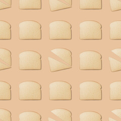 Wheat bread toast pettern. Realistic vector background