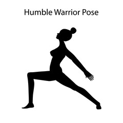 Fototapeta na wymiar Humble warrior pose yoga workout silhouette. Healthy lifestyle vector illustration