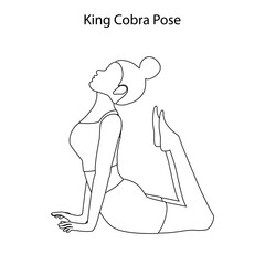 King Cobra pose yoga workout outline. Healthy lifestyle vector illustration