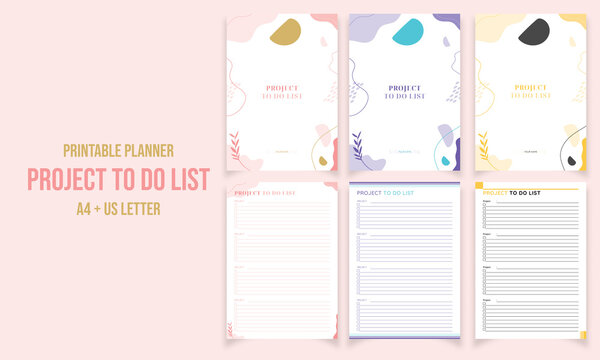 Minimalist Project To Do List Planner Pages Design Collection Vector Template 