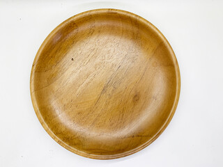 Wooden plate  isolated on white background