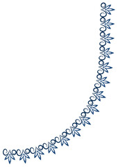 Abstract graphic is a lace plant-based frame. Styling. Two colors - white and blue. Decoration for a mirror or facade of the door, decor, design, decoration of the house.