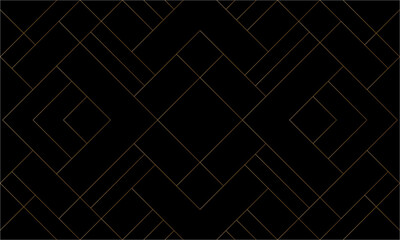 Diagonal mondrian pattern of mosaic tile. Design lines gold on black background. Design print for illustration, texture, wallpaper, background, textile. Set 3