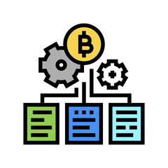 block chain ico color icon vector. block chain ico sign. isolated symbol illustration