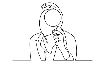 Continue line of man holding magnifying glass