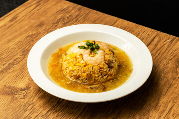 フカヒレあんかけ炒飯　Fried rice and Chinese shark fin soup 