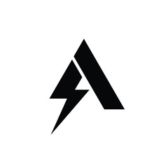 Vector  logo A and graphic black  Flash   sign with lightning symbol asign technology