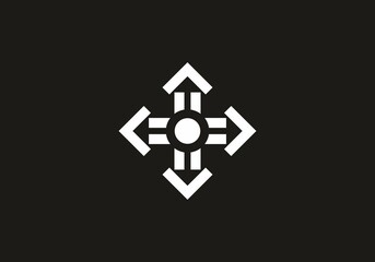 black and white cross sign with arrow