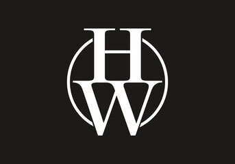 Black white HW or WH initial letter