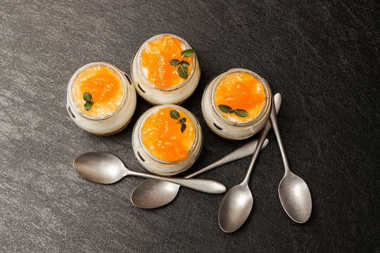フルーツババロアゼリー　Cute orange bavarois jelly photo 