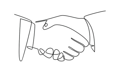 Continue line of businessman handshake