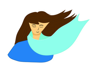 A young business girl in a blue scarf for avatars, icons on white background.