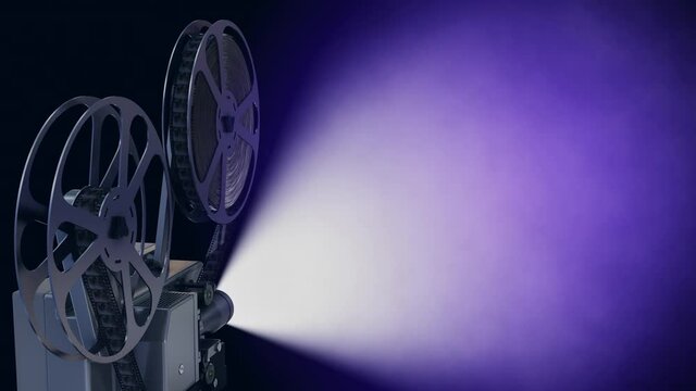 Film projector with empty cinema screen