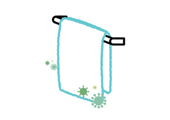 ウイルスのついたタオルのイラスト