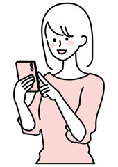 スマホを操作する女性
