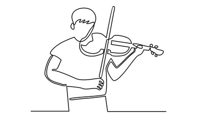 Continue line of man playing violin