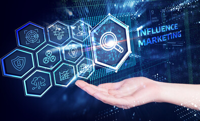 Influencer marketing concept. Business, Technology, Internet and network concept.