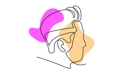 Modern abstract face. Continuous lines, minimalist concept. Beautiful pastel colors