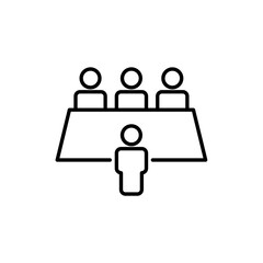 Meeting illustration line icon. Business symbol, teamwork. simple illustration mobile concept app line icon and web design. Editable stroke. Design template vector