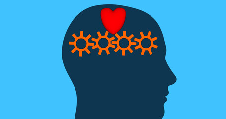 Render with the concept of a heart affecting the mind