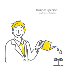 さわやかな若い男性セールスマンのシンプルでおしゃれな線画イラスト素材　二色