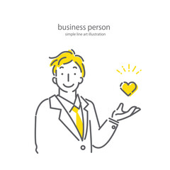 さわやかな若い男性セールスマンのシンプルでおしゃれな線画イラスト素材　二色