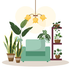 Tropical Houseplant Green Decorative Plant Interior House Illustration
